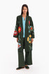 Fully embroidered short coat in cotton slub with pockets